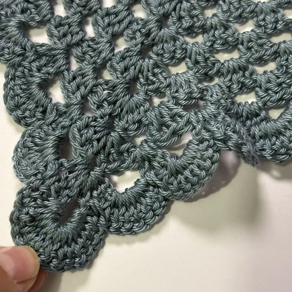 Handmade Crochet Triangle Headscarf Bandana Dusty Blue Boho